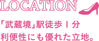 LOCATION 「武蔵境」駅徒歩１分　利便性にも優れた立地。